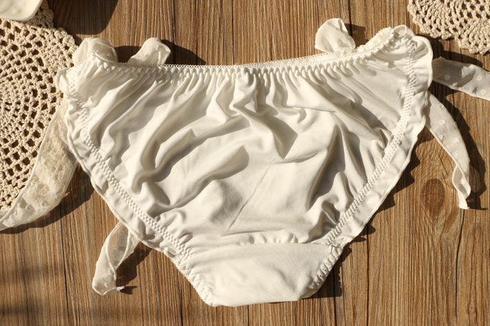 日系牛奶丝雪纺系带蝴蝶结内裤女中低腰可爱少女三角裤包臀透气