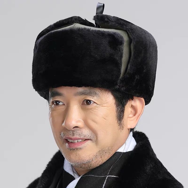 《冬季男老人帽老款东北保暖帽老年护耳帽爸爸爷爷防寒防风雪雷锋帽