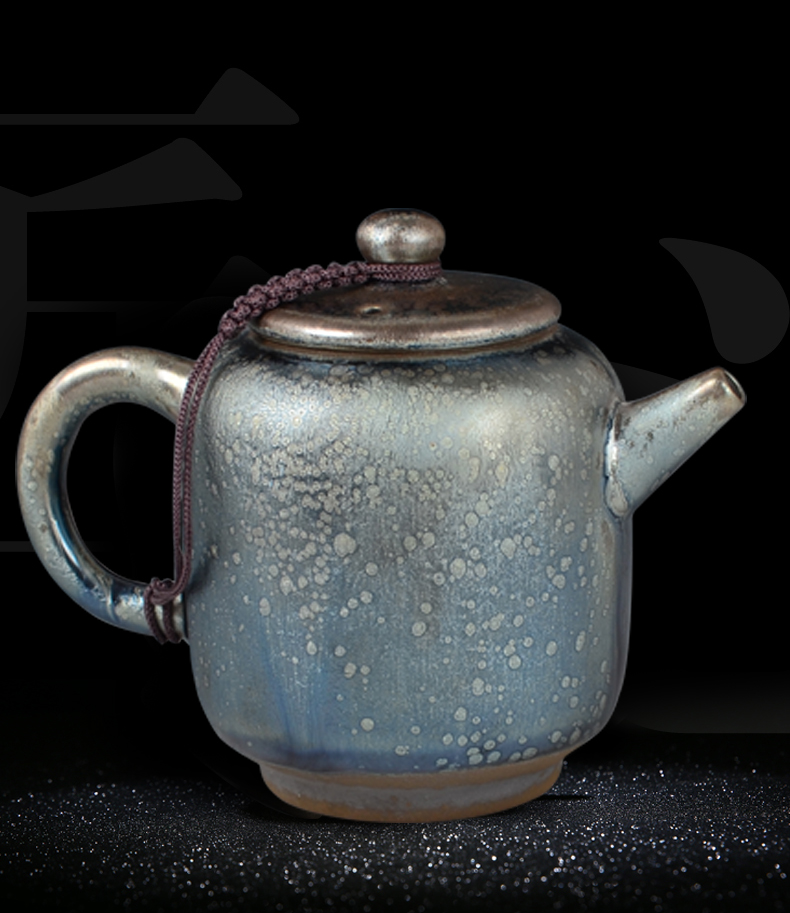 凯斯唯嘉建阳建盏茶壶铁胎蓝油滴观星天目釉可养大号泡茶过滤正气单壶