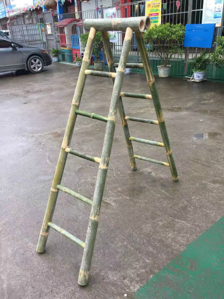 御蓝锦辅助工具 御蓝锦竹梯子1米2米3米4米幼儿园户外攀爬梯楼梯人字