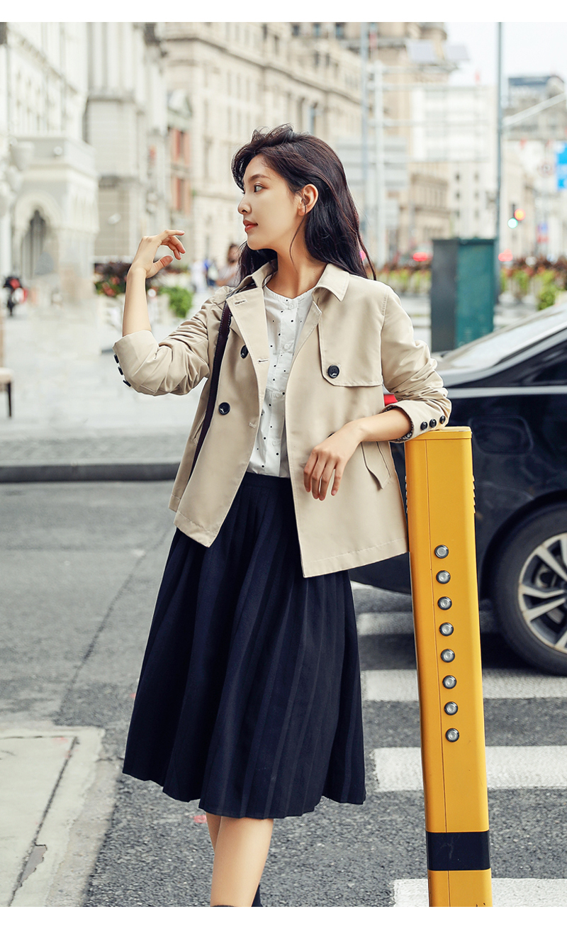 自营【秀衣记】风衣外套女短款2020春女小个子学生 101米白 xs