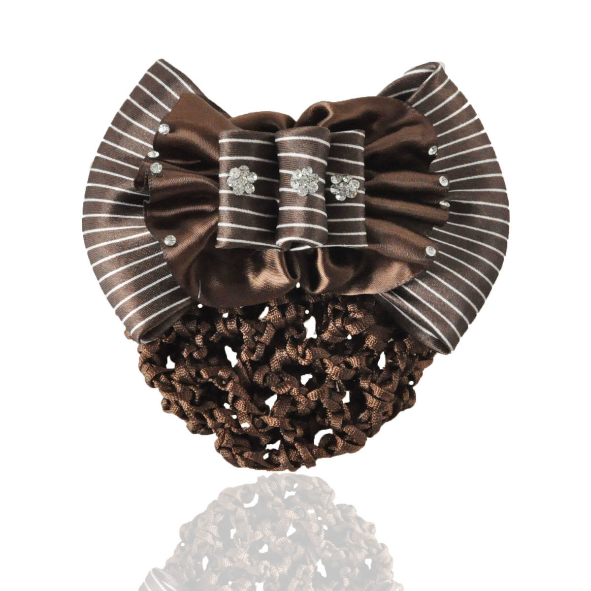 条纹花瓣发网职业头花发卡上班保洁发夹服务员网兜盘头发网兜头花藏青