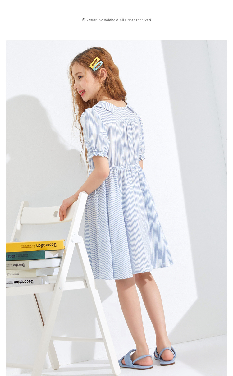 巴拉巴拉女童连衣裙儿童裙子新款夏装大童公主裙洋气百搭甜美