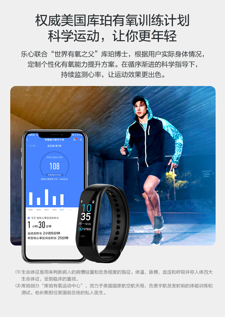 【乐心(lifesense)智能手环ls431-b】 乐心手环5s智能运动心率监测