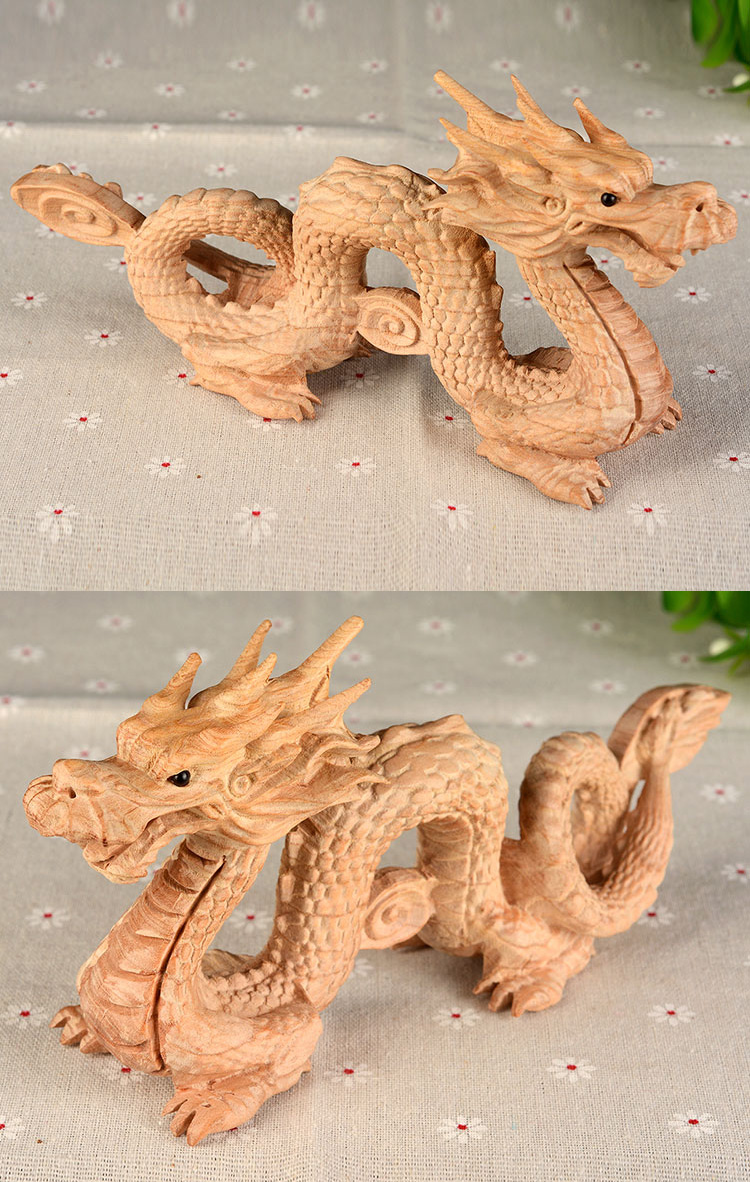 宏图好运礼盒套装17305 宏图好运桃木龙摆件生肖龙木雕龙十二生肖龙