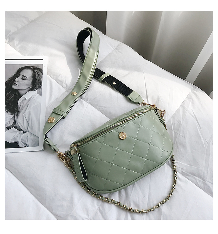 淑塔可可女士单肩包591026454481 亮银 小香风菱格链条胸包女包新款