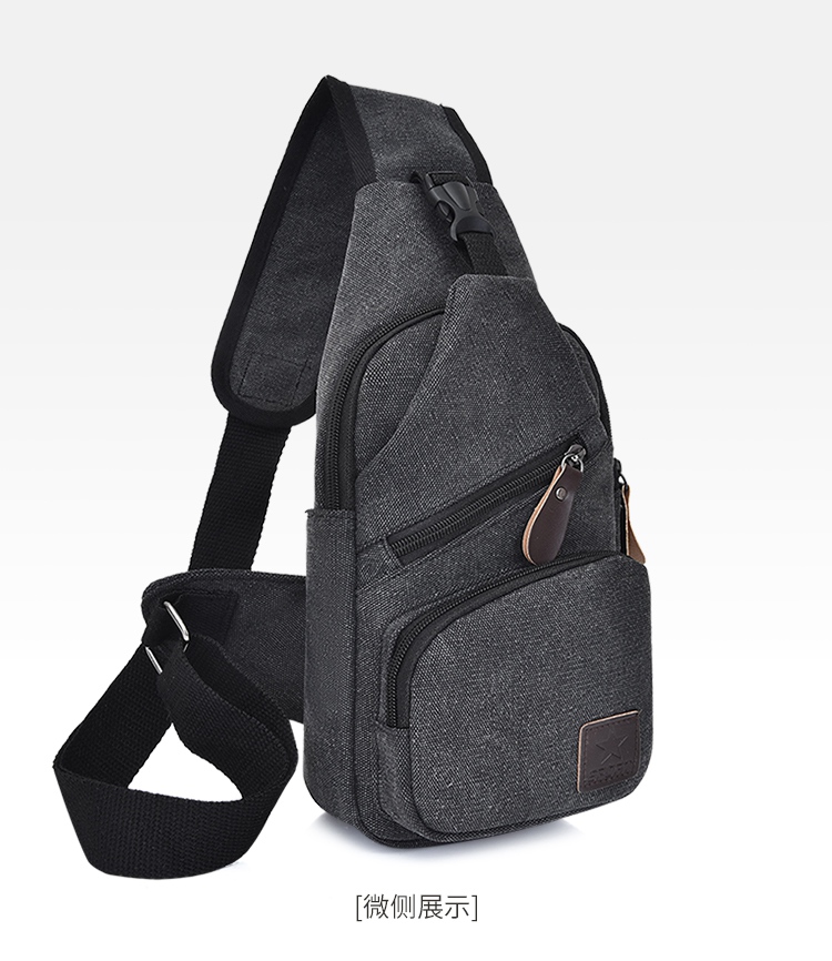 fenghou韩版帆布男士胸包新款复古耐磨单肩斜挎包时尚潮休闲运动多兜