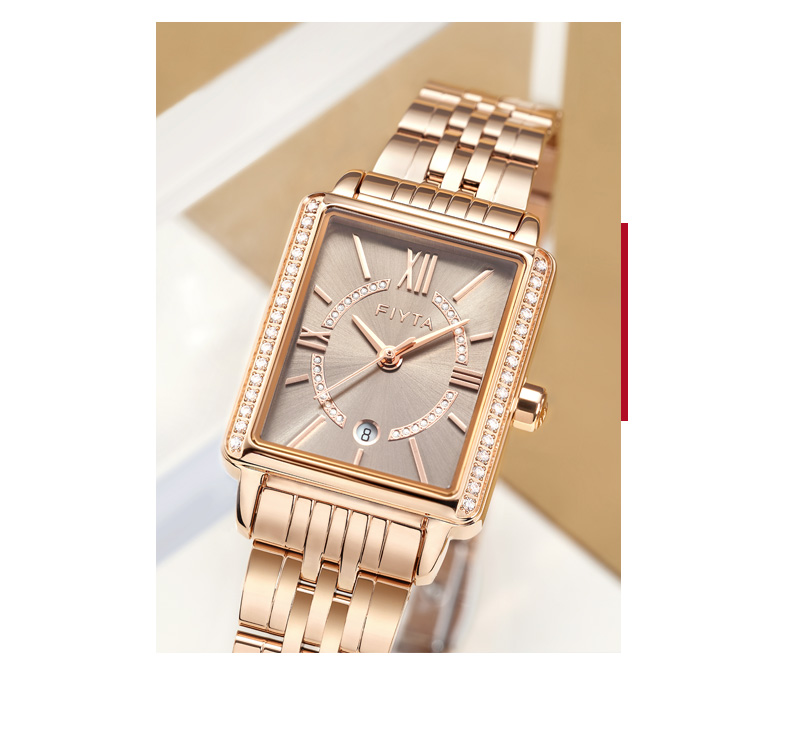 新品飞亚达倾城手表女方表复古气质石英表小方形时尚腕表l865010