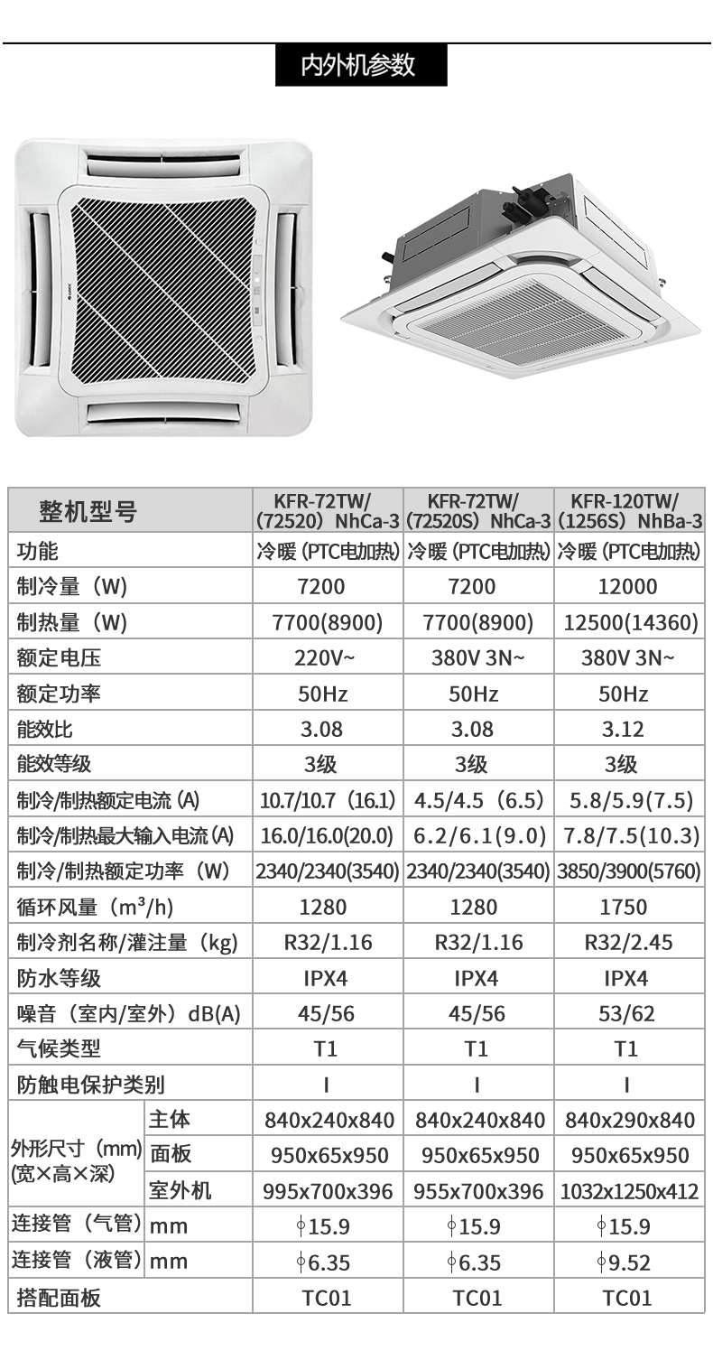 格力3p天花机参数图片