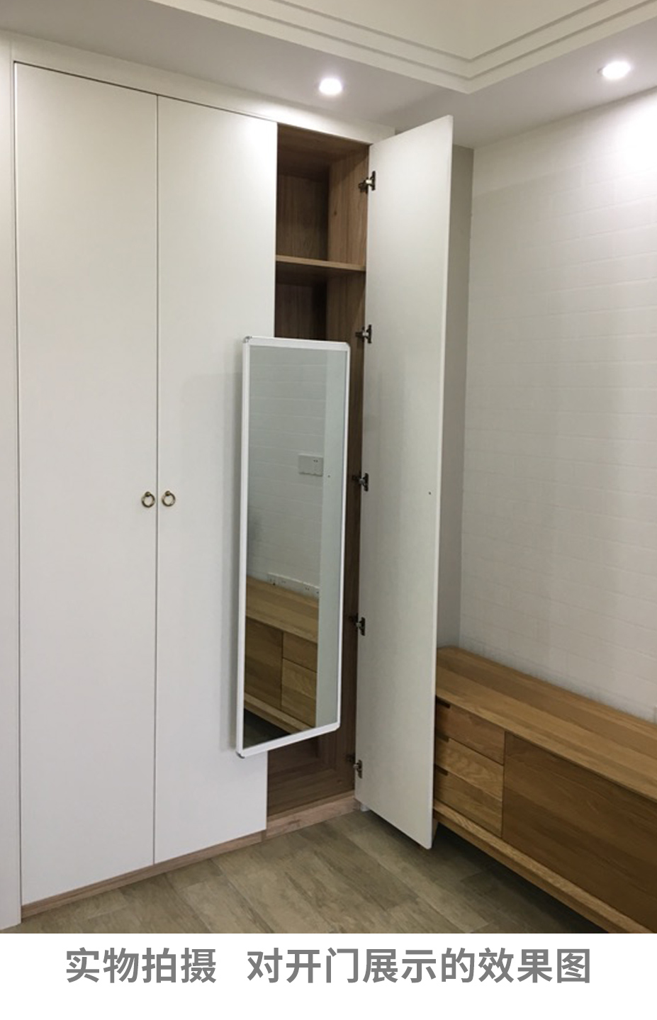 衣柜镜子推拉镜旋转镜穿衣镜衣橱隐藏式折叠伸缩全身镜试衣镜欧式圆形