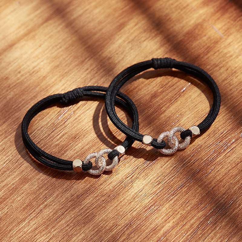 粉色一根送礼盒h手链男小皮筋送给男朋友头绳女韩版可爱手绳情侣款