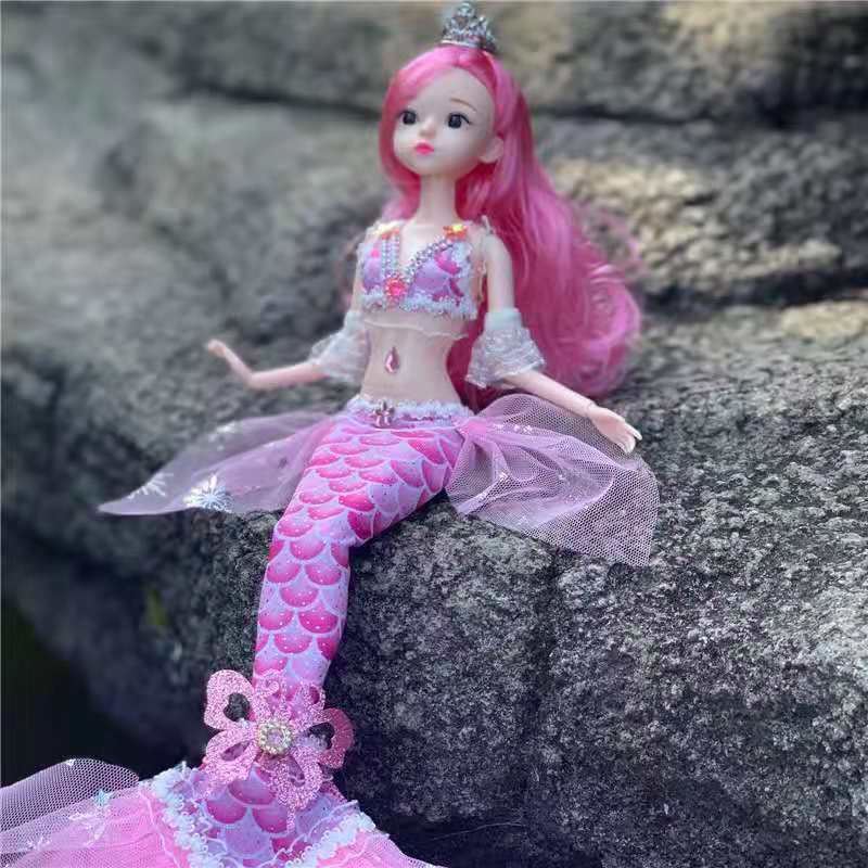 美人鱼小魔仙芭比娃娃纱尾女孩玩具洋娃娃公仔公主过家家生日礼物白色