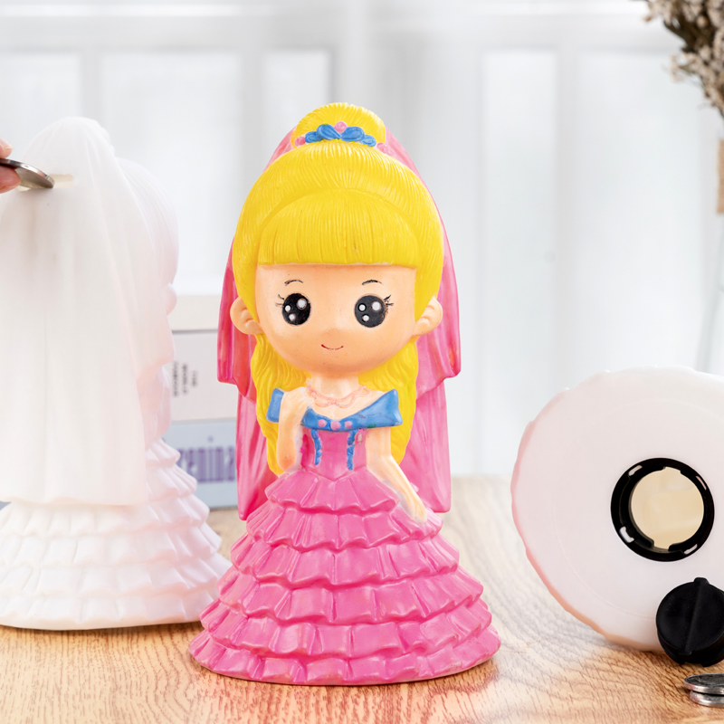 儿童涂色玩具石膏娃娃彩绘存钱罐白胚绘画diy手工涂鸦摔不坏搪胶公主1