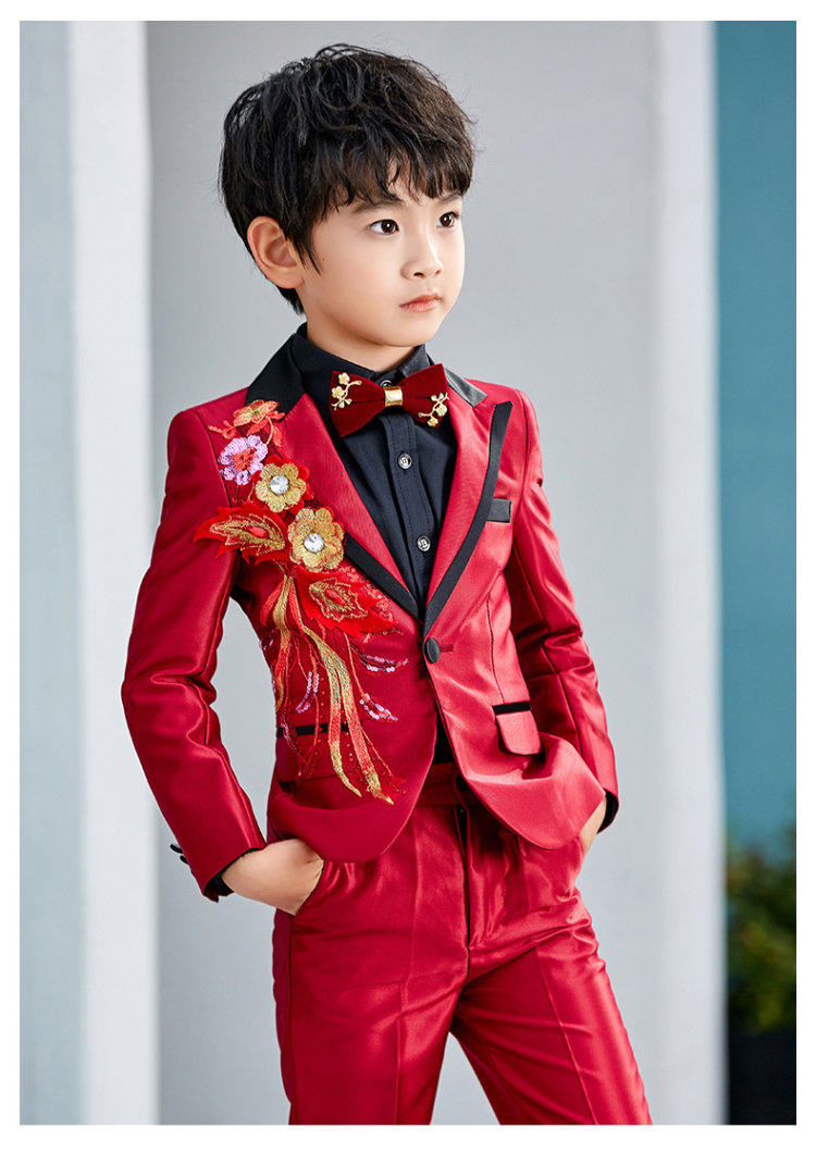罗蒙男童礼服套装英伦西装儿童帅气西服男孩花童西装主持人演出服