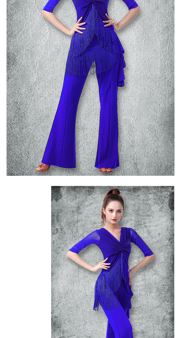 吉特巴舞服装女新款流苏中袖上衣夏季登舞服拉丁舞服