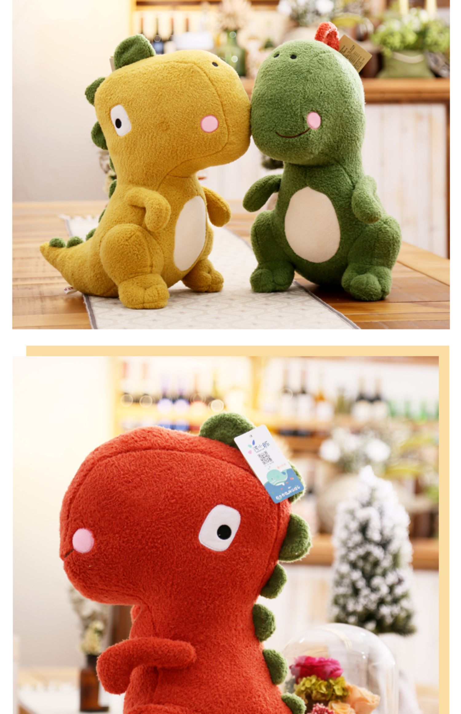 可爱恐龙毛绒玩具恐龙公仔霸王龙玩偶抱着睡觉的抱枕布娃娃姜黄色25