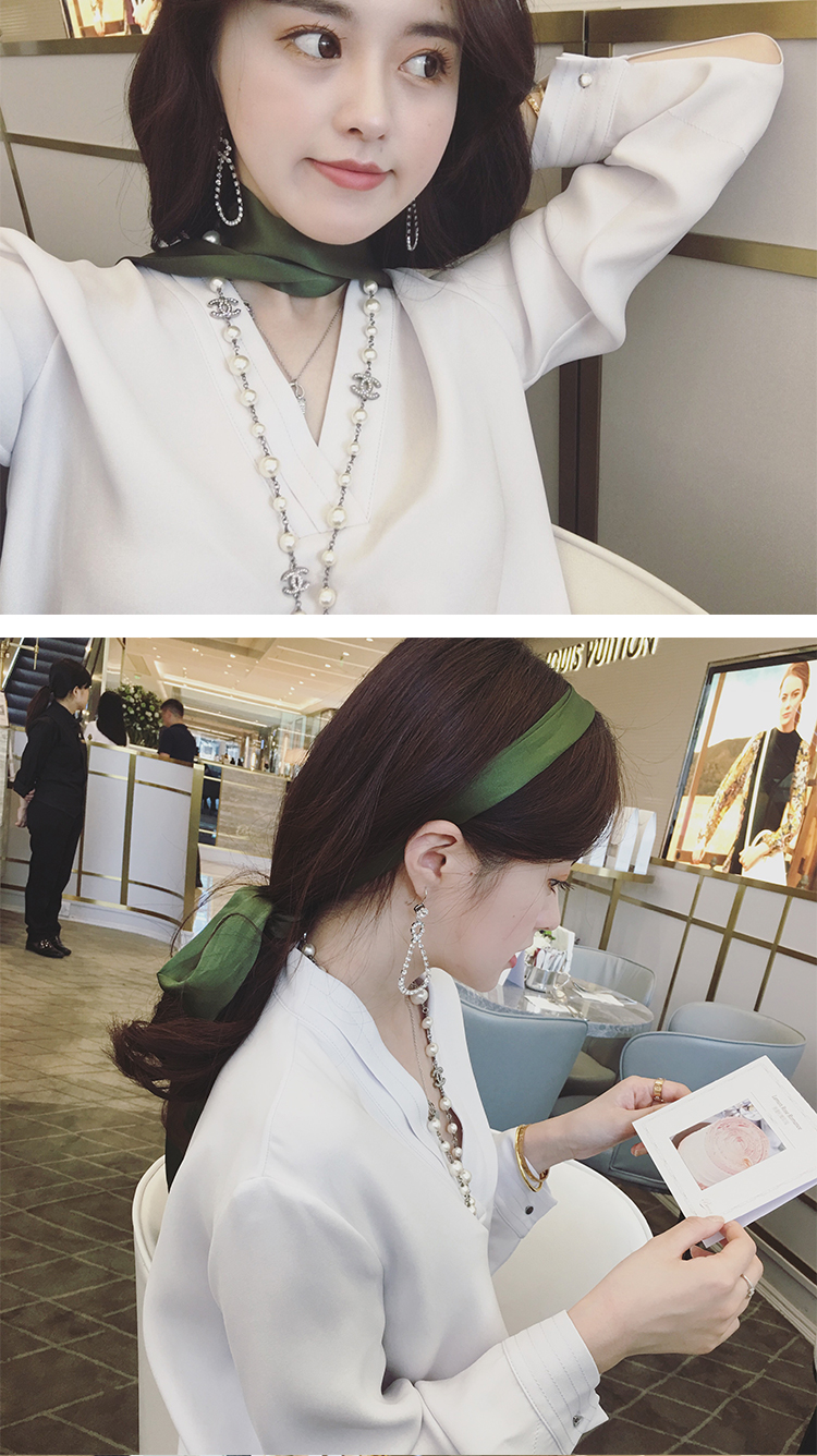 送福鸟(songfuniao)缝纫/针织用品 橄榄绿真丝细窄丝带绑包围巾头巾