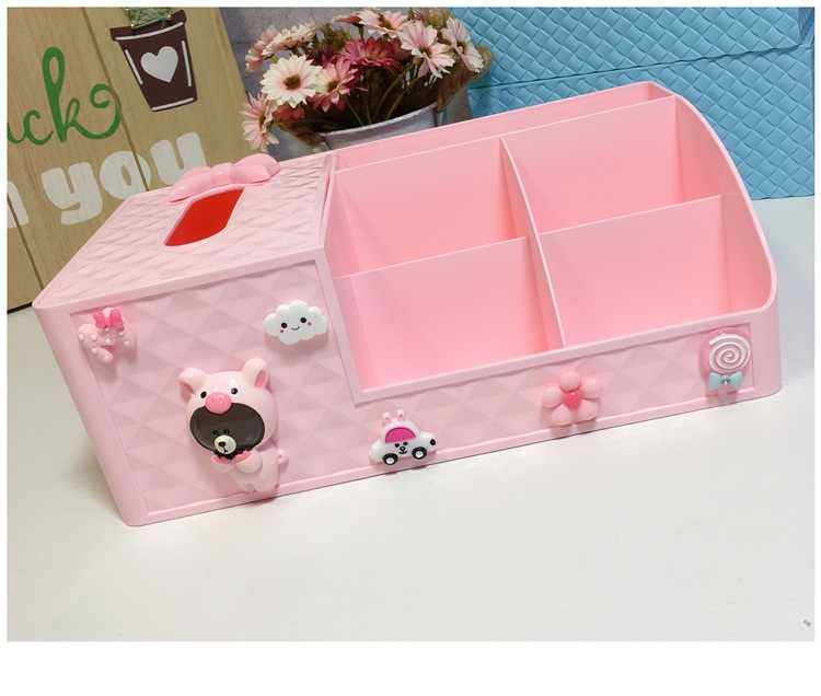 abay萌kty叮当卡通可爱塑料收纳家居客厅梳妆台多功能纸抽盒纸巾盒