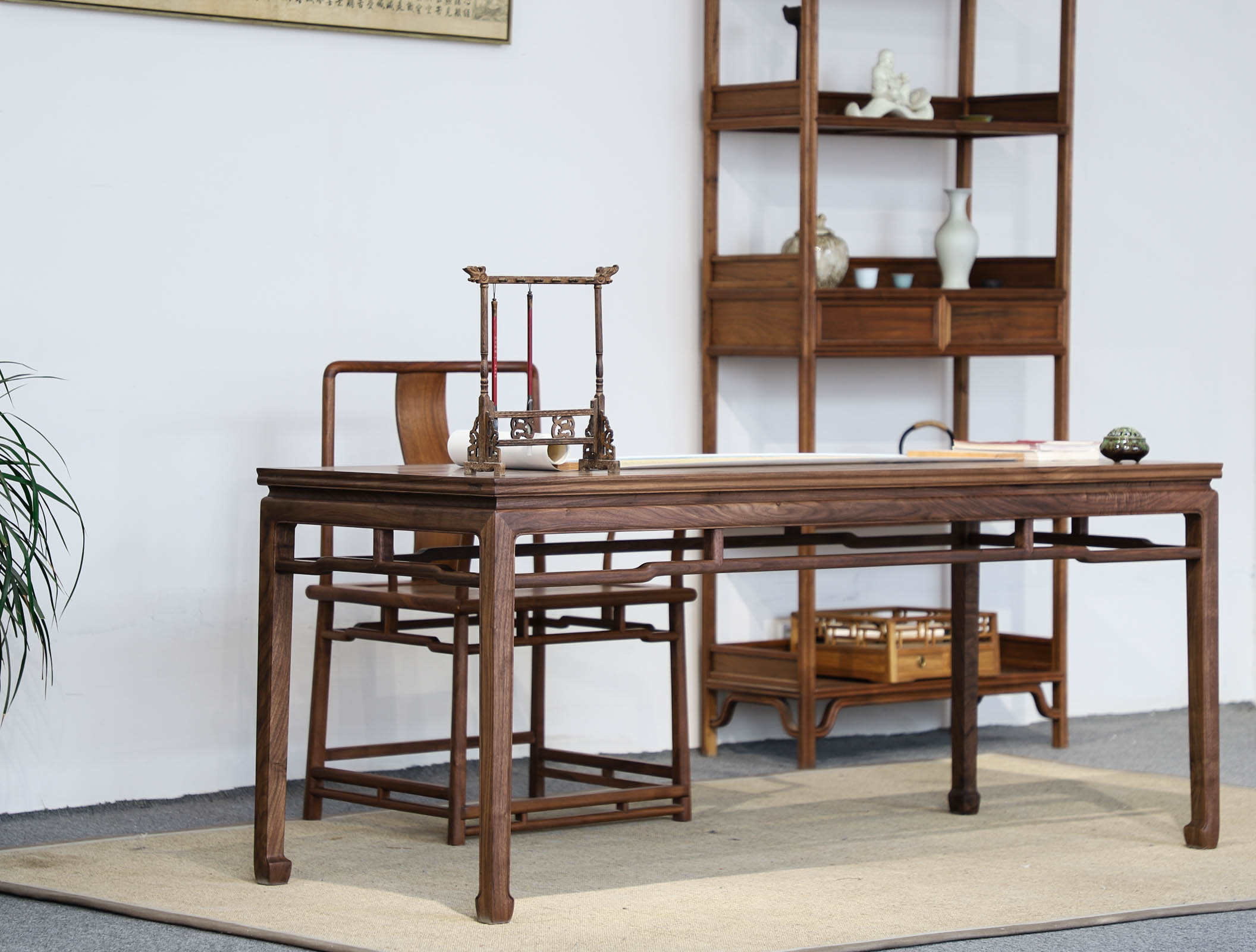 一茶一坐书房家具套装实木书桌sz-1 [弈仙家装]中式禅意实木书桌画案