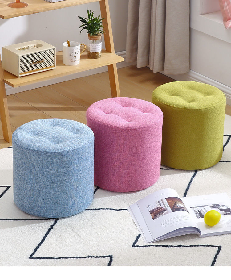 布艺小凳子家用圆凳时尚创意沙发凳客厅成人小板凳矮实木脚凳坐墩矮凳