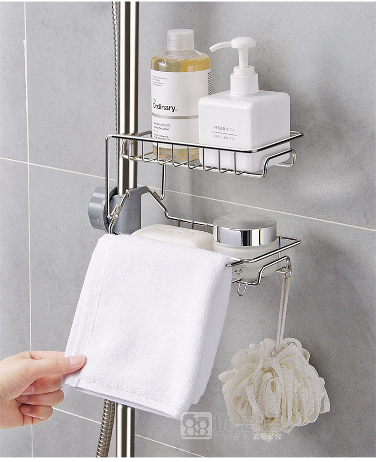 不锈钢水龙头置物架抹布沥水架家用厨房免打孔水收纳架三维工匠