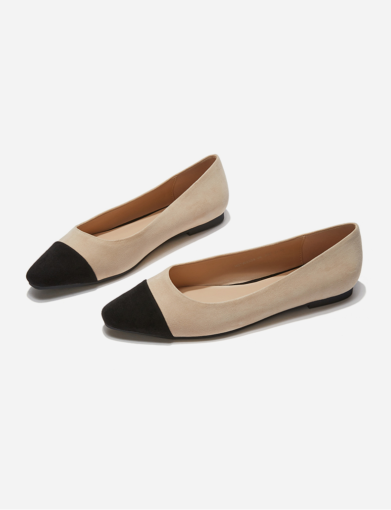 热风hotwind女士休闲鞋尖头拼色平底单鞋h07w0555