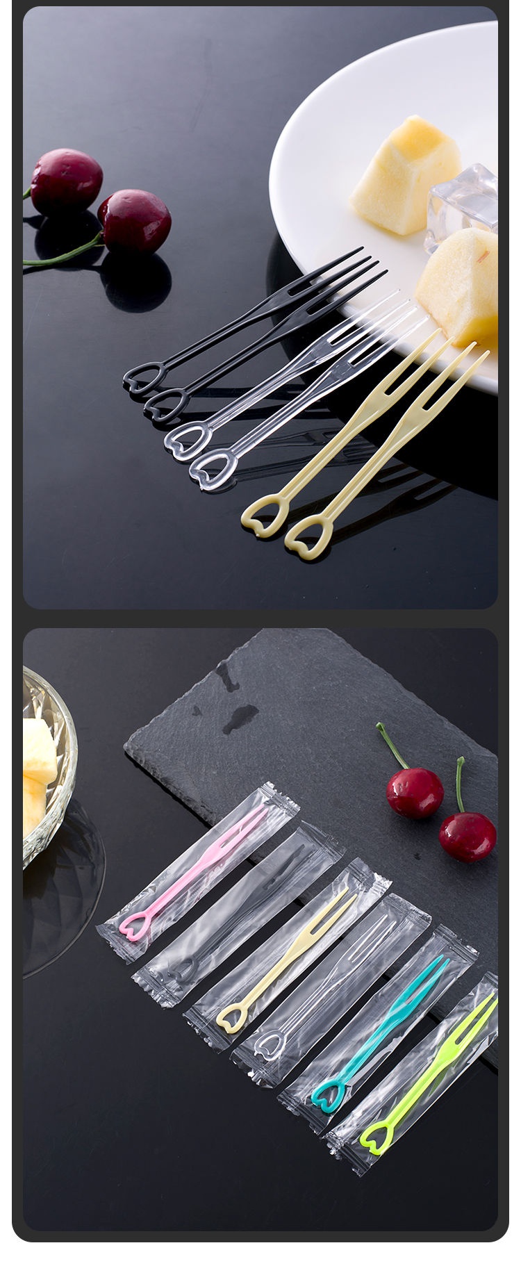 水果叉水果叉一次家庭装水果签塑料水果叉子聚会爱心叉子ktv心形叉子