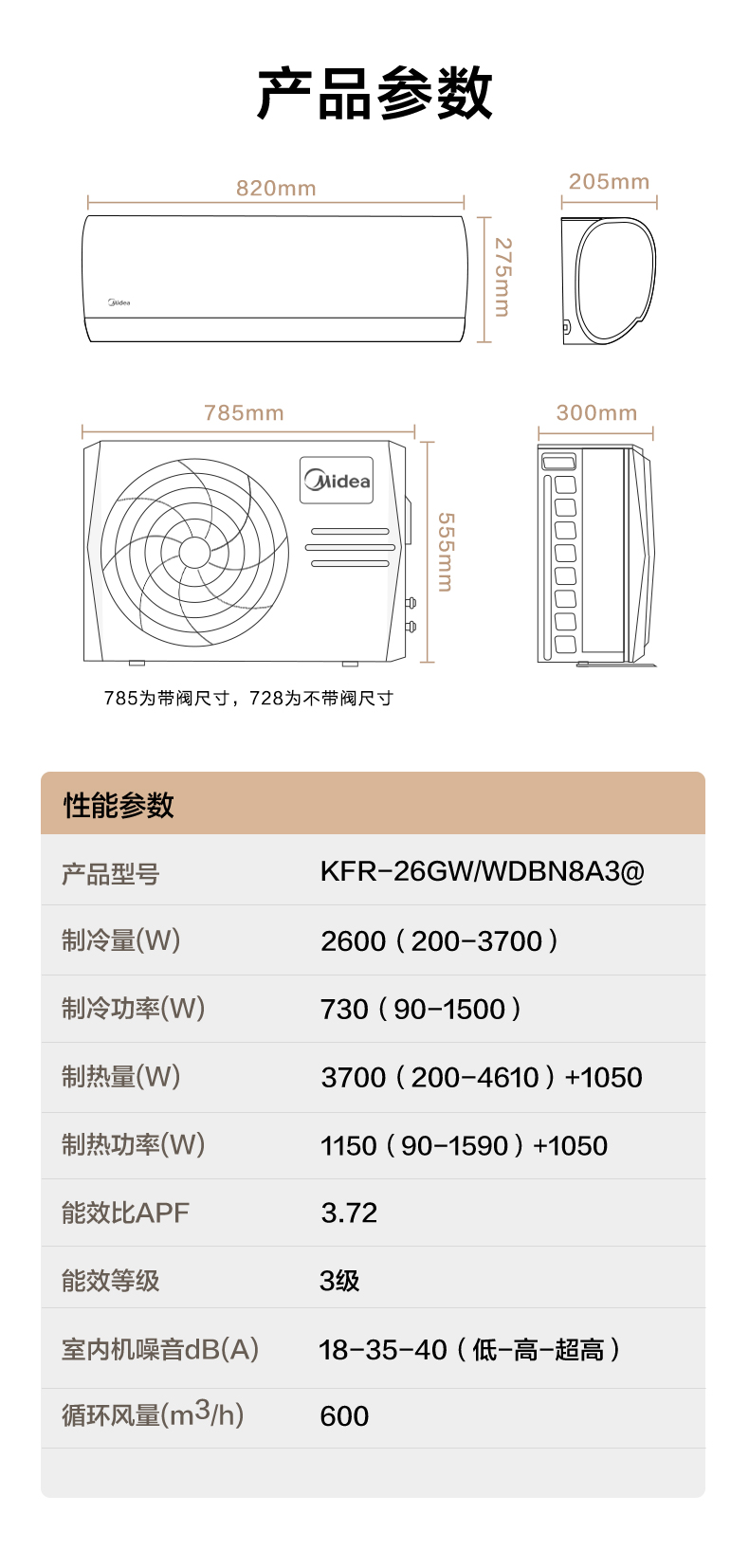 美的空调(midea)大1匹变频 静音节能 冷暖 3级能效 智能操控 家用挂