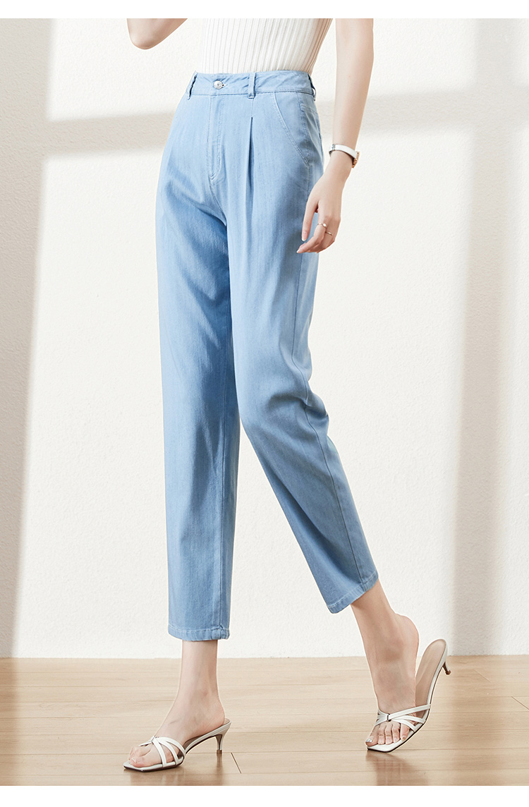 逸阳(esey)女士牛仔裤 逸阳天丝九分牛仔裤女宽松2020夏季薄款高腰