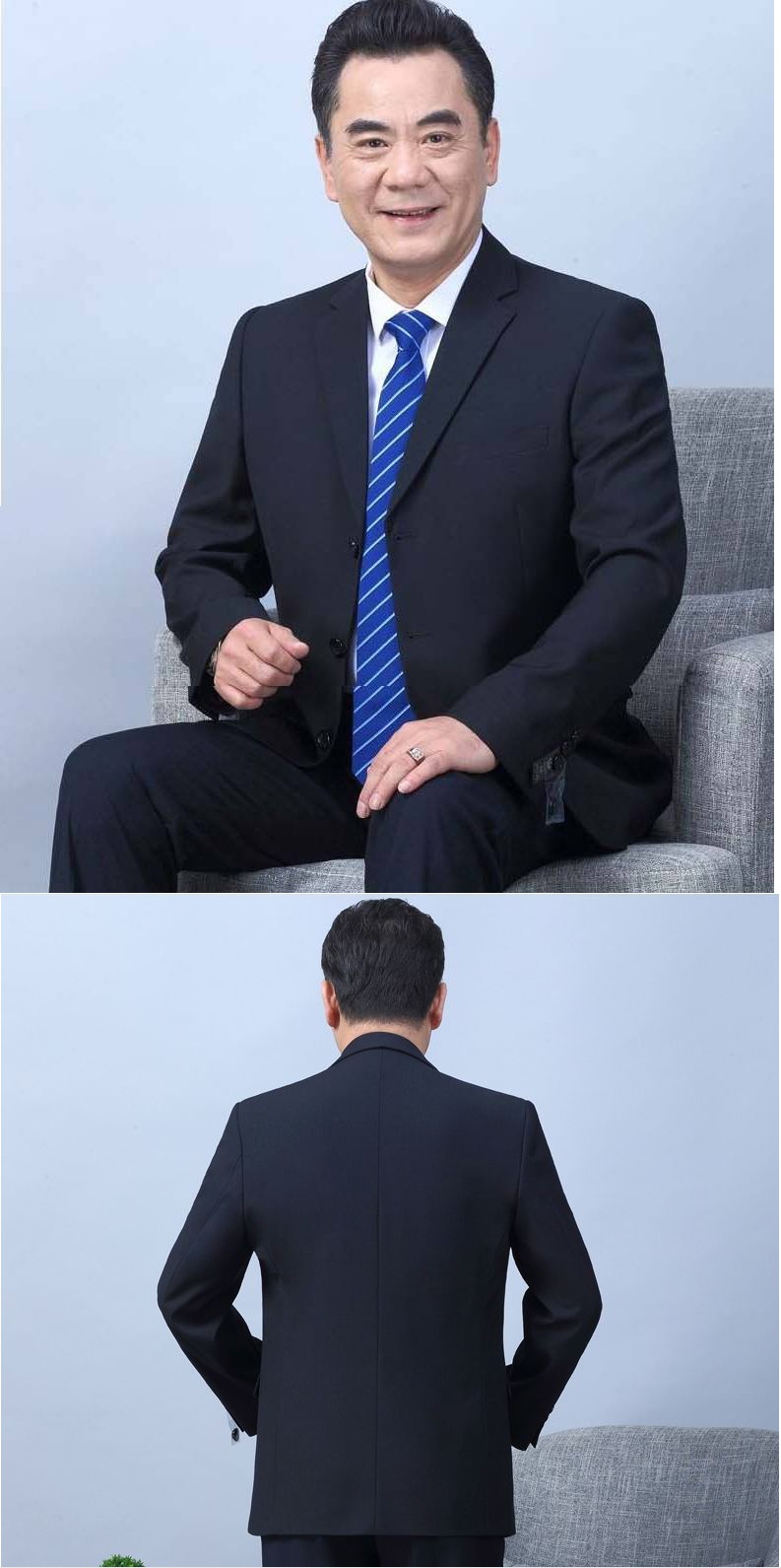 西服套装男中年爸爸装结婚礼服40-50岁中老年三粒扣休闲西装 希杰狮王