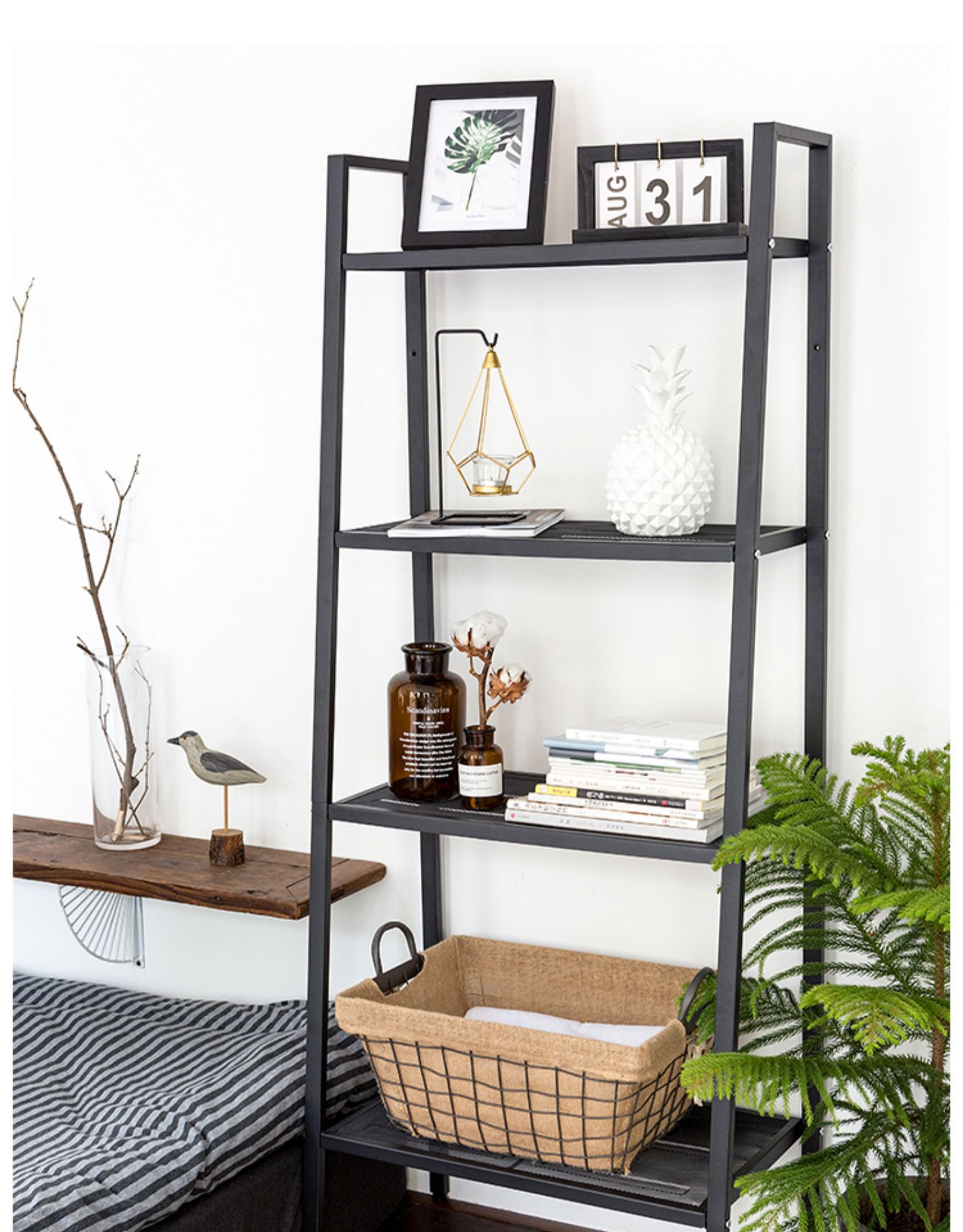 卧室置物架落地多层阳台架子铁艺书架客厅储物北欧厨房杂物收纳架 皇