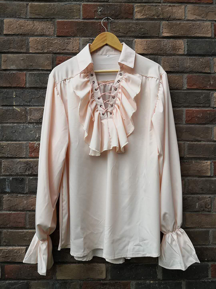 巴罗尚(baluoshang)男士衬衫 baluoshang中世纪复古男装纯色翻领上衣