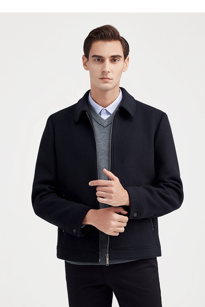 [含羊毛]柒牌男装夹克外套2021秋季新款商务休闲多色翻领茄克衫121jd