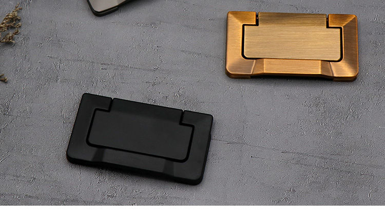 8004哑黑色64孔暗装拉手隐形柜门拉环平装榻榻米衣橱柜门把手现代简约