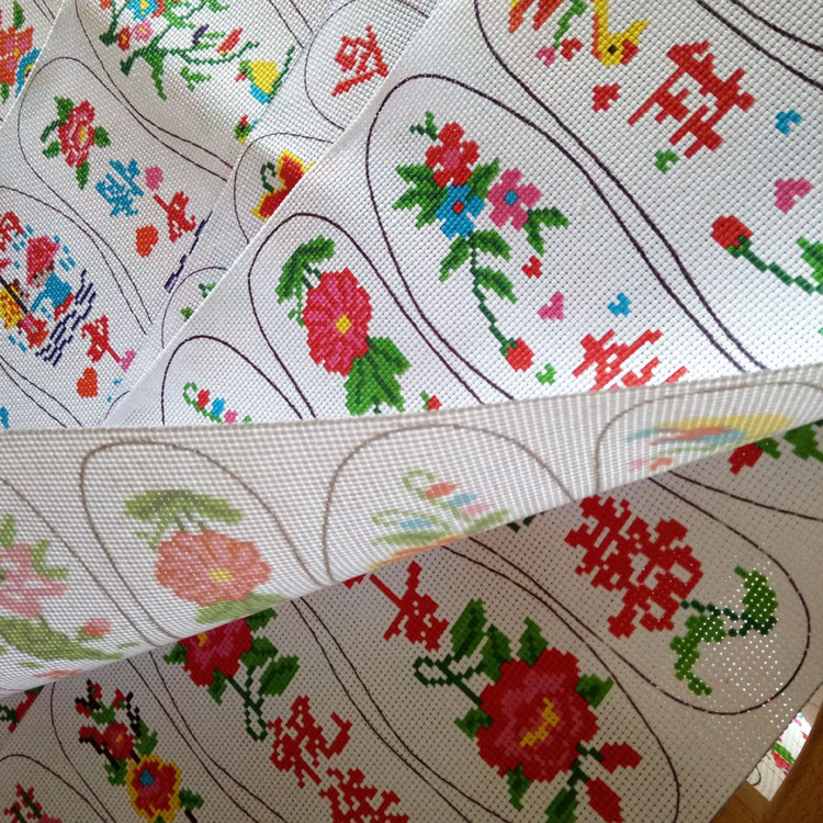 手工十字绣精准印花格子鞋垫布面半成品纯棉绣花布男女喜庆图案