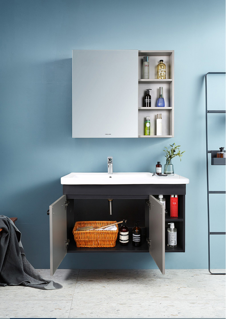 法恩莎轻奢浴室柜影灰款系列卫生间洗手洗脸盆洗漱台套装组合挂墙式