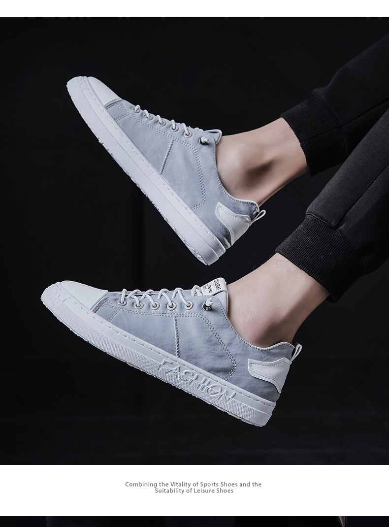 尤牧尤夏季帆布男鞋韩版潮流休闲板鞋一脚蹬懒人透气百搭潮鞋小白鞋