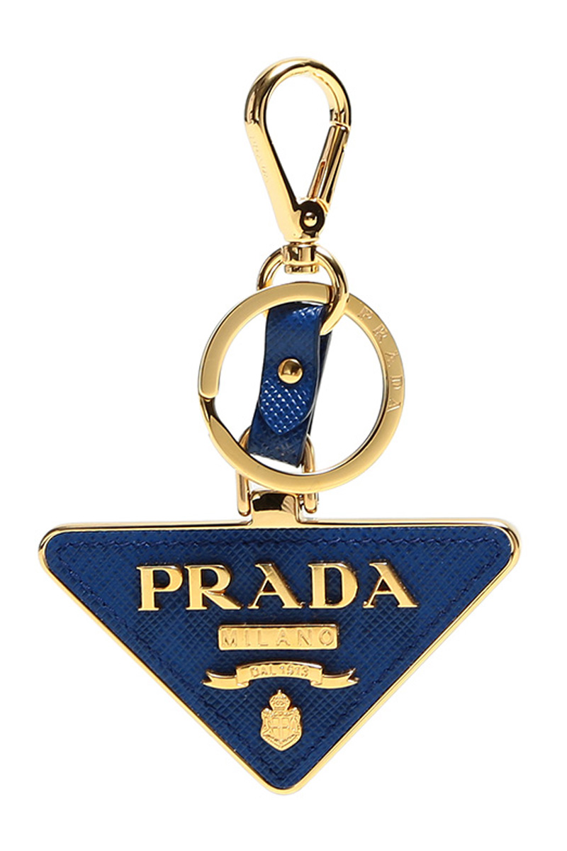 prada普拉达男女中性品蓝色金属配皮钥匙扣挂饰1tl3802ewrf0v41
