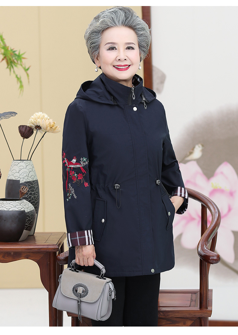 迪鲁奥(diluao)中老年人女秋装外套60岁70奶奶装长款风衣老人衣服妈妈