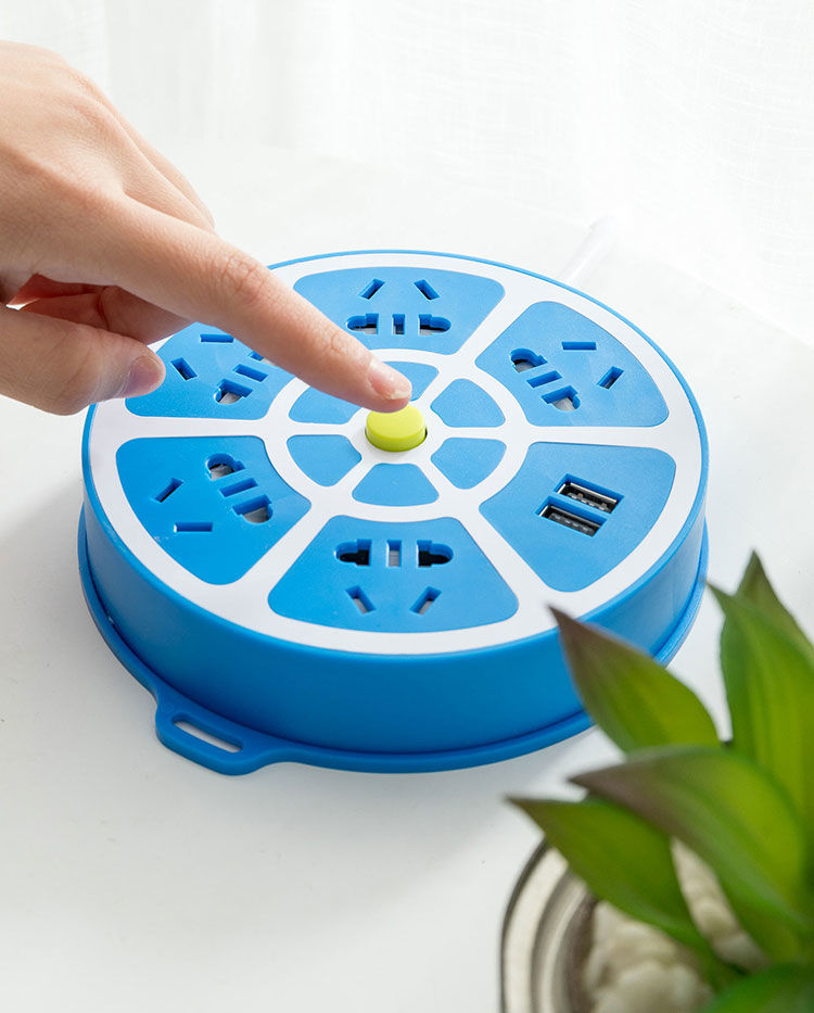 创意圆形插座排插多功能usb插排学生宿舍插线板长线插排智能插板圆形
