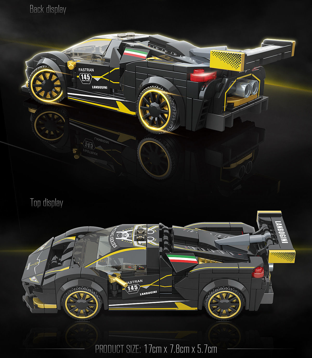 兼容乐高幻影忍者积木兰博基尼跑车拼装汽车模型回力赛车乐高男孩两变