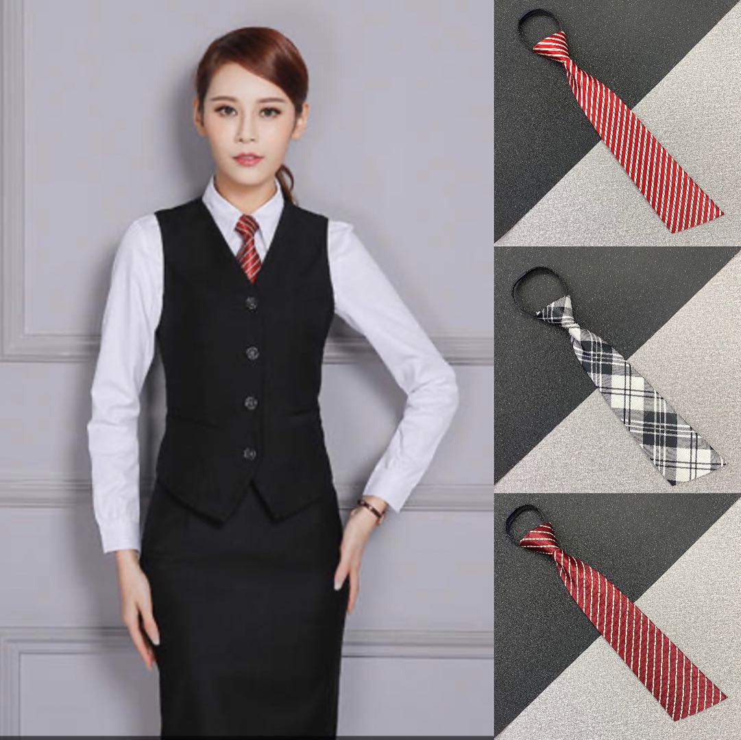 suntek女式领带学院风韩版英伦休闲商务职业衬衫装饰懒人拉链款免系易