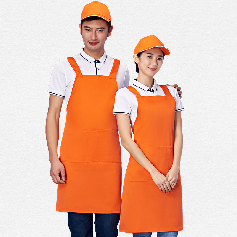 交叉背带式围裙定制logo印字厨房饭店水果奶茶店男女士围腰工作服