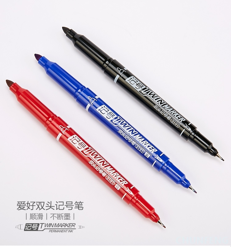 6支装爱好3191小双头油性记号笔小头细头马克笔勾线笔儿童绘画学生用