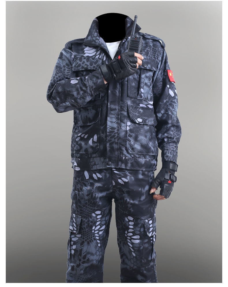 《黑蟒纹迷彩服套装男春夏季薄款大学生军训服耐磨耐脏工地工人工装