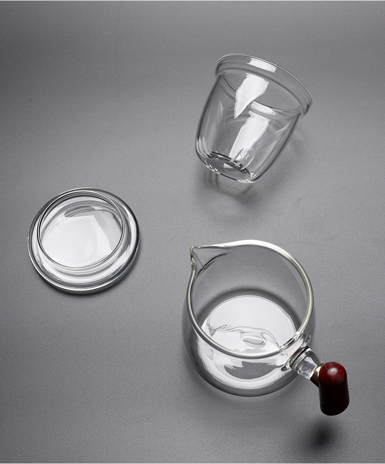 三维工匠耐热玻璃快客杯便携旅行包旅游泡茶一壶二杯茶具套装户外简易