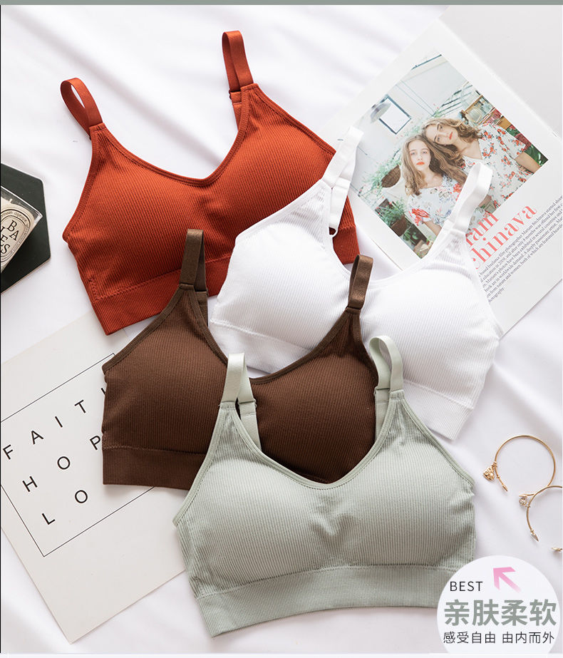 80175斤美背抹胸运动防震无钢圈聚拢文胸背心式吊带内衣女