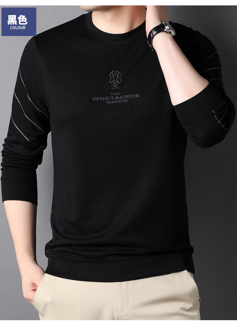 花花公子2021秋季新款男装上衣服长袖t恤男圆领潮流时尚休闲中青年