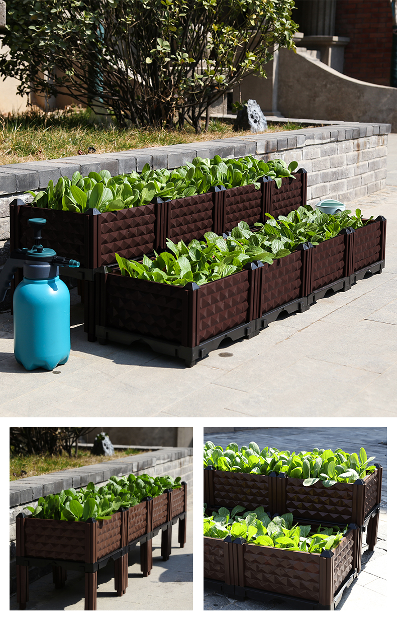 弹痕蔬菜种植箱种菜盆花盆长方形种菜阳台种菜泡沫箱蔬菜种植框 (咖啡