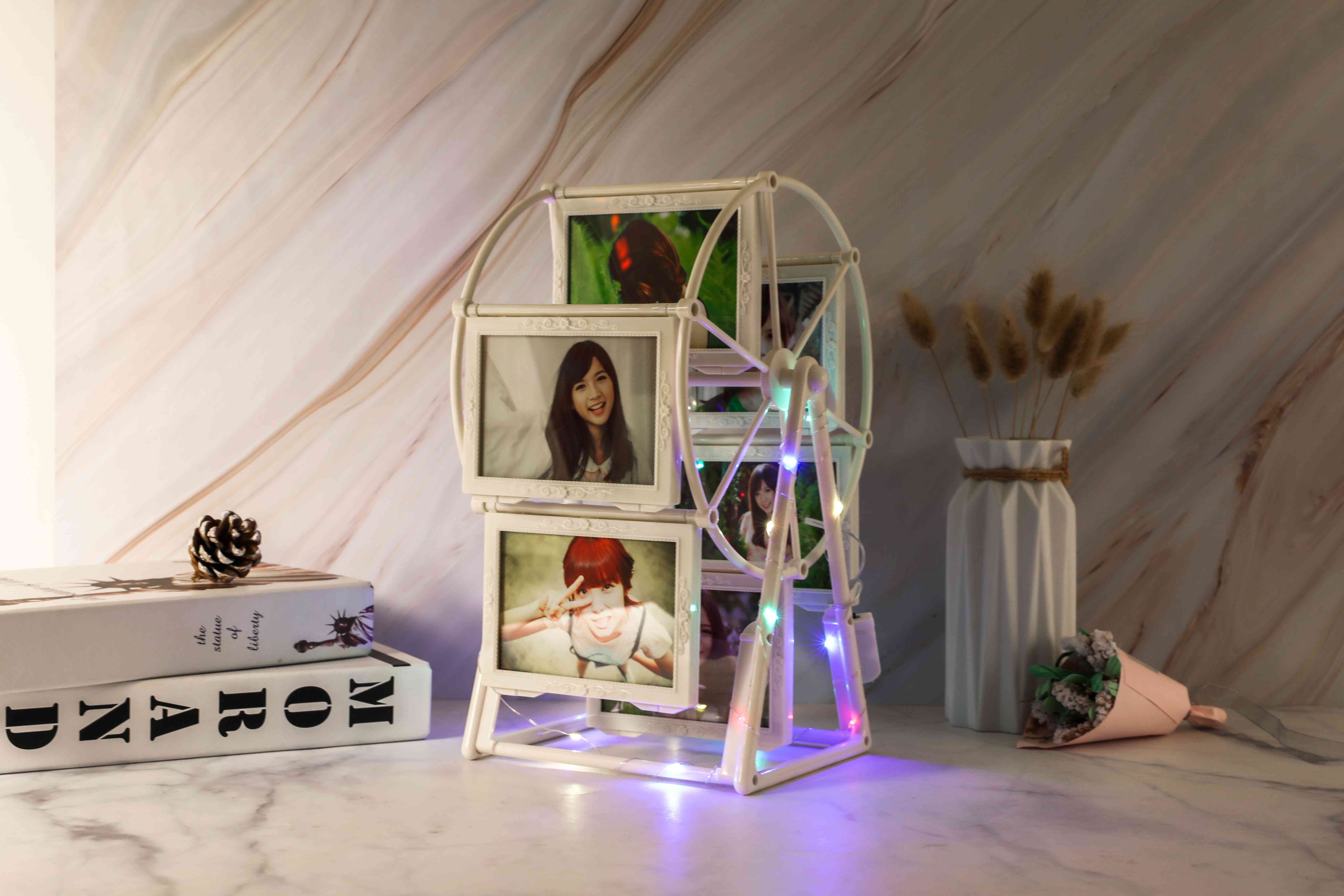 创意diy手工定制照片风车旋转相框摆台相册结婚纪念三八妇女节